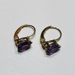 14K Gold Amethyst Pear Shaped Earrings